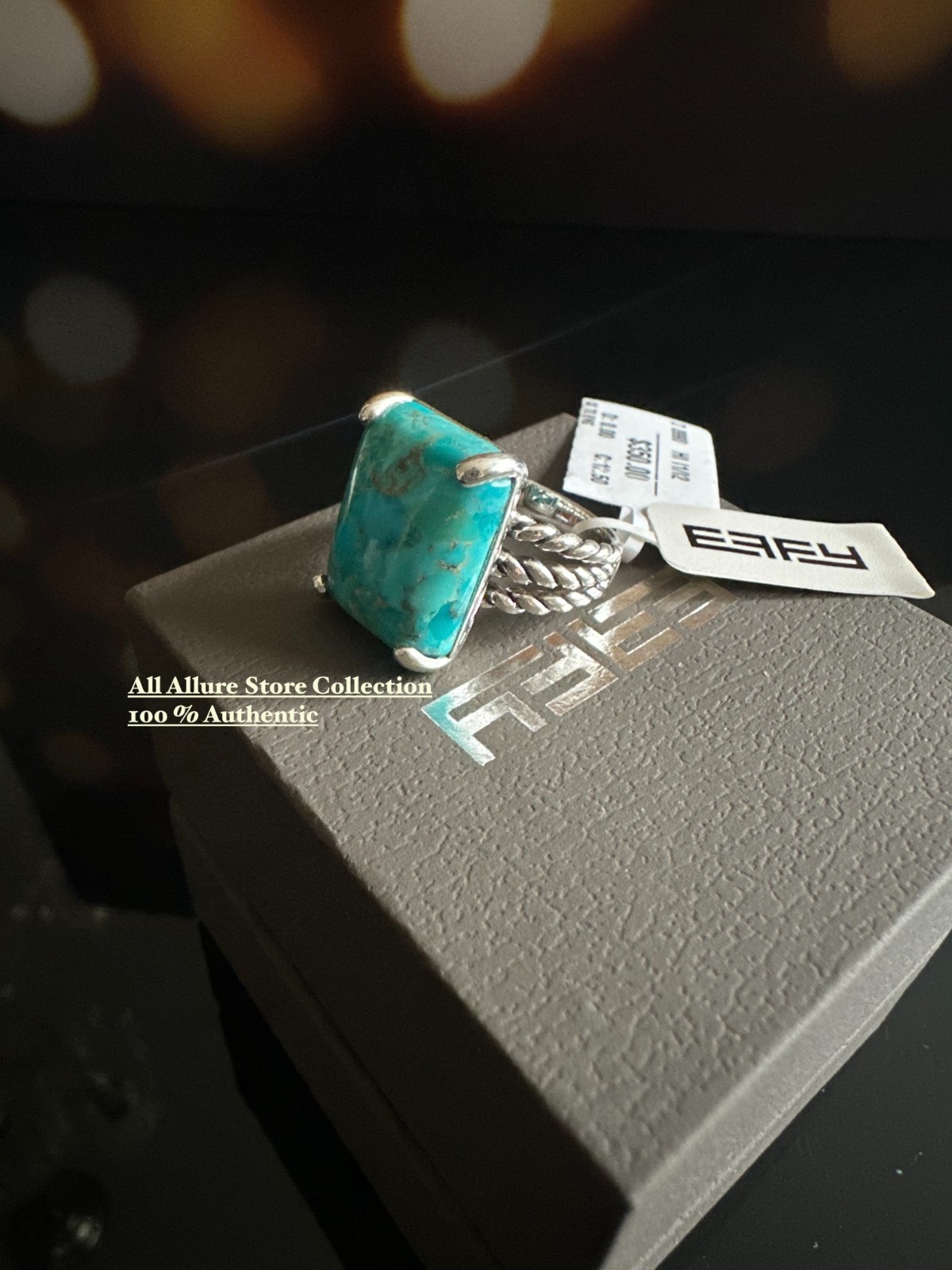 Effy ENY Sterling Silver & Turquoise Ring size 7