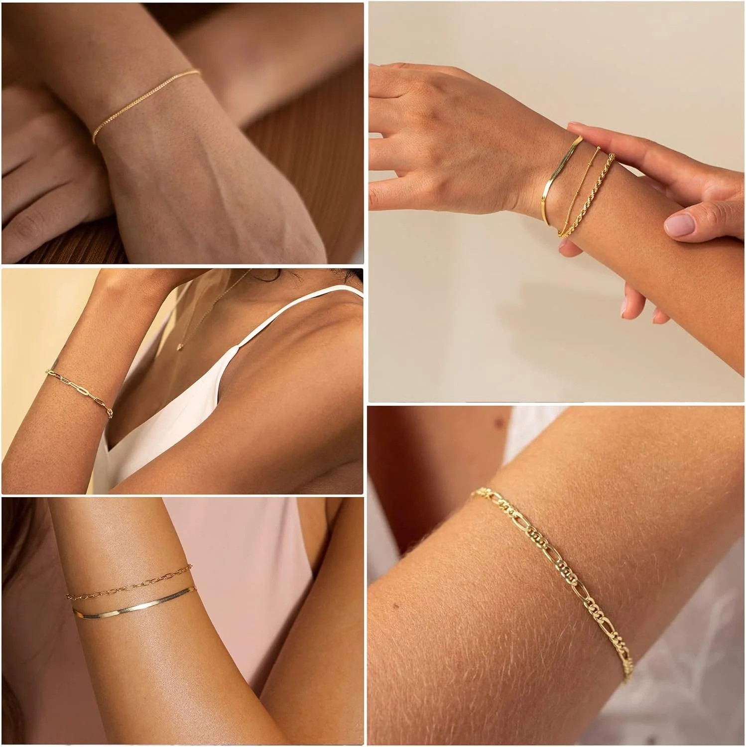DEARMAY Gold Bracelets for Women Waterproof, 14K Gold Plated Stackable Jewelry S
