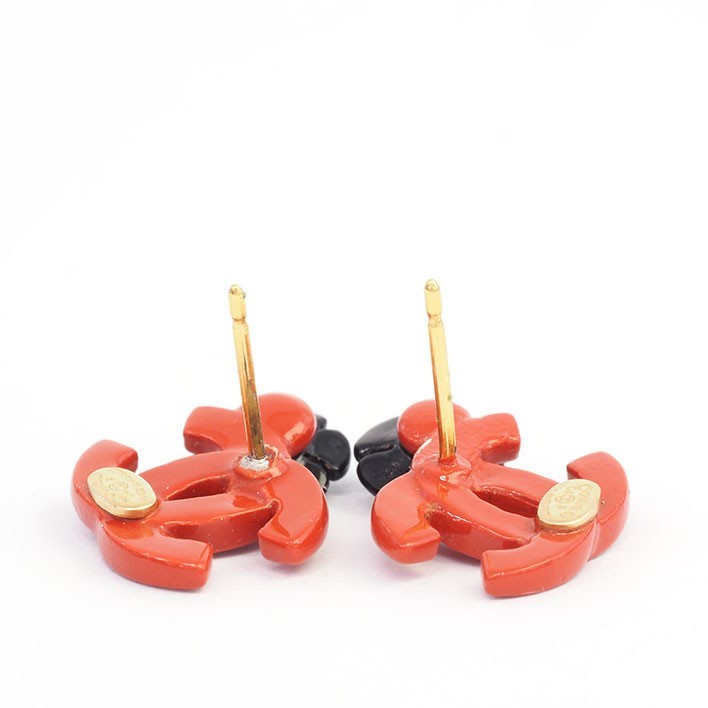 【Chanel】Coco Mark Flower Motif Resin Rhinestone Rank AB 【Pierced Earrings】