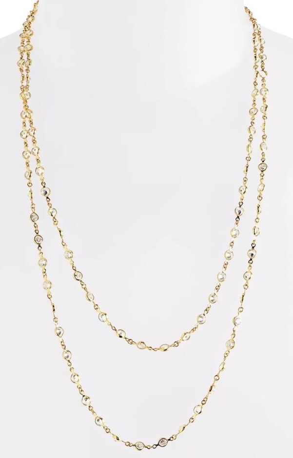 Alainn Women’s Gold Long Bezel Cubic Zirconia Necklace W1145