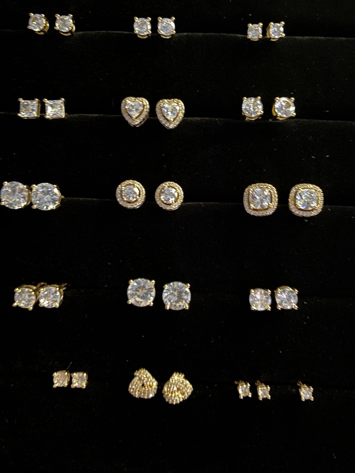 Lot Of 925 Sterling Silver Cubic Zirconia CZ Stud Post Pierced Earrings