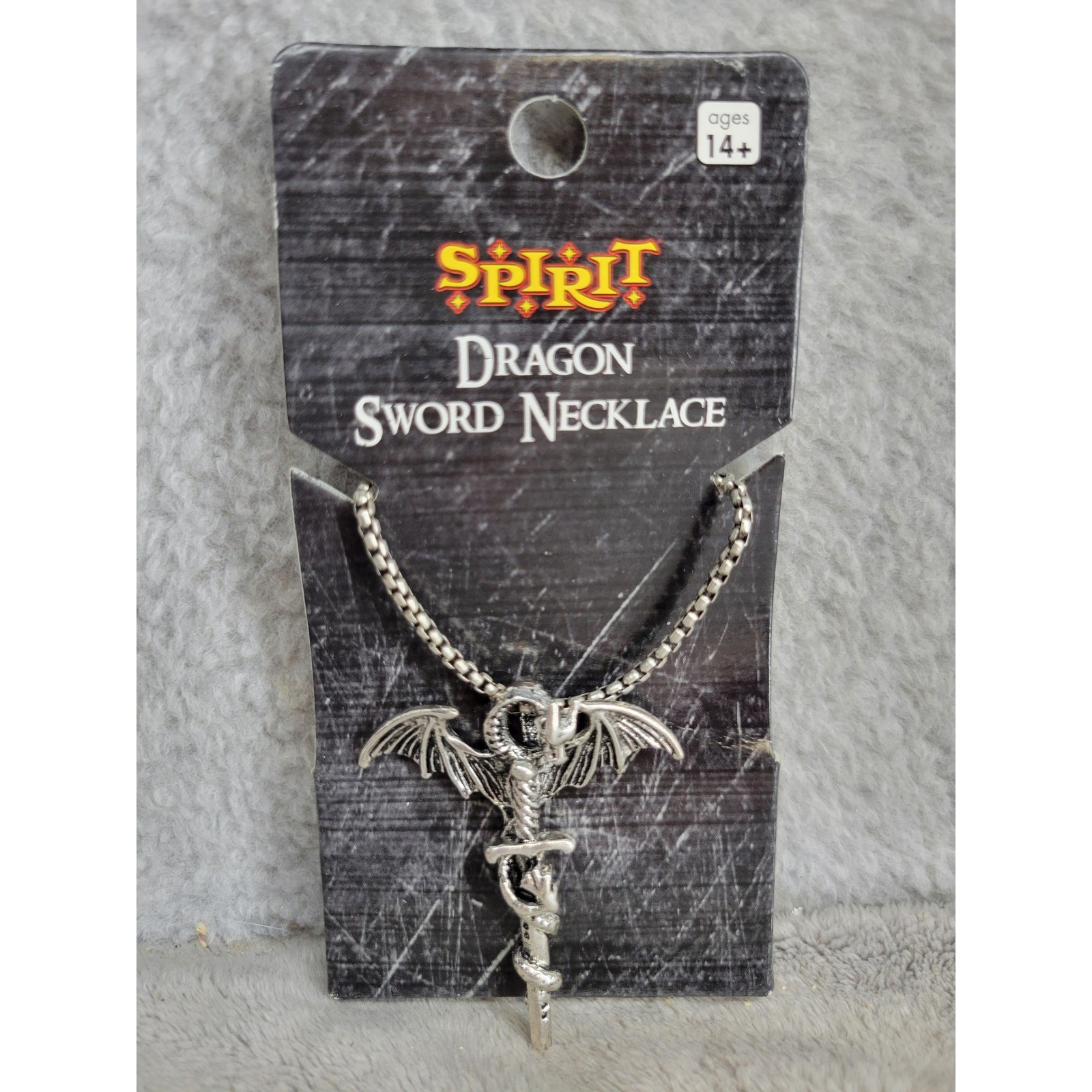 Spirit Halloween Dragon Sword Necklace Silver Tone Costume Jewelry