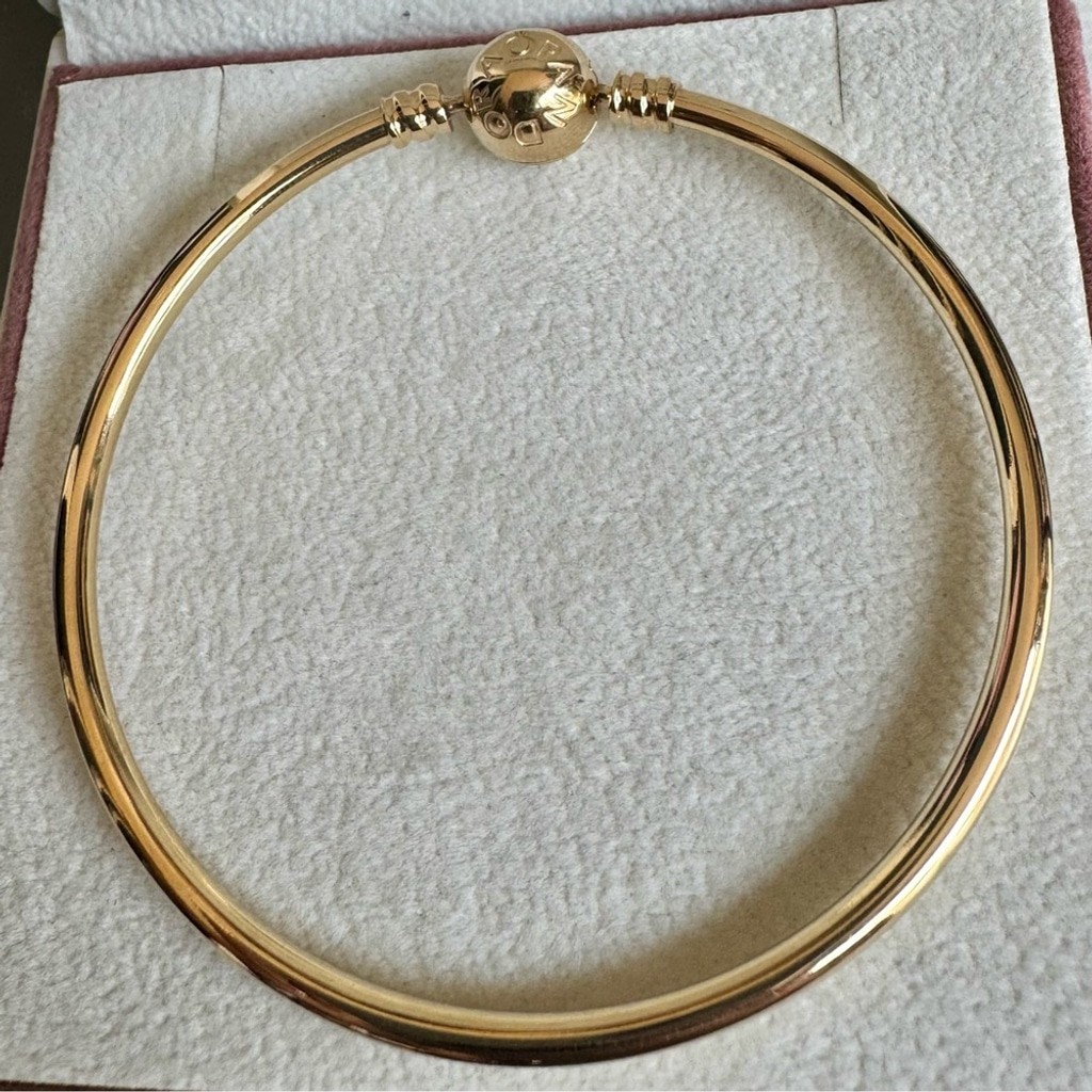 NEW❗️100% Authentic Pandora 14K Solid Gold Bangle Bracelet 6.7 Inches