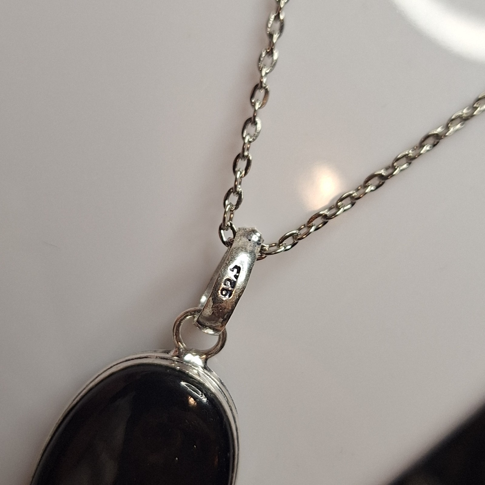 Purple Fire Labradorite Silver Plated Necklace Handmade Very Dark Purple