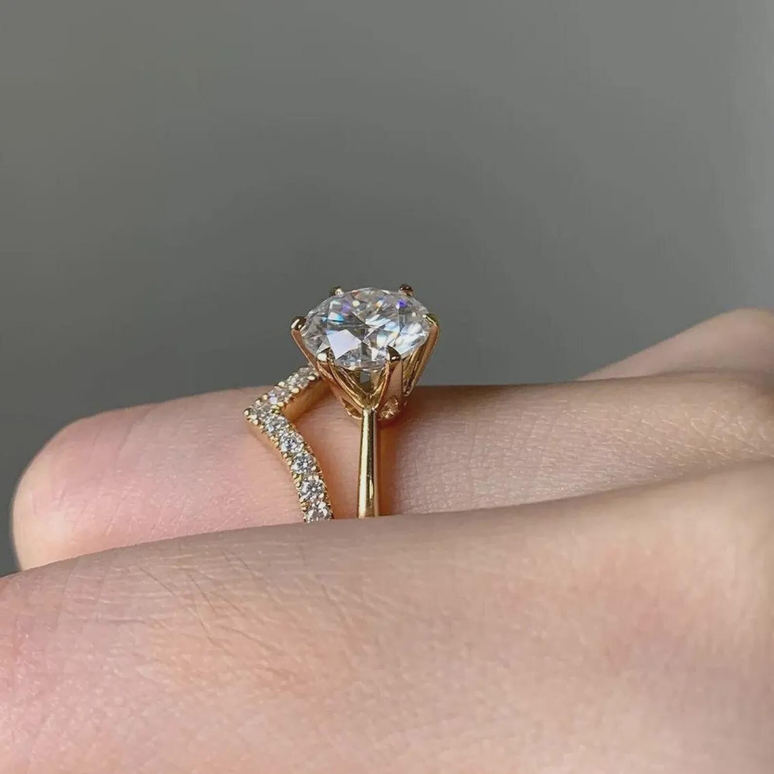 Round Cut Moissanite Ring Set Moissanite Engagement Ring Set Promise Bridal Ring