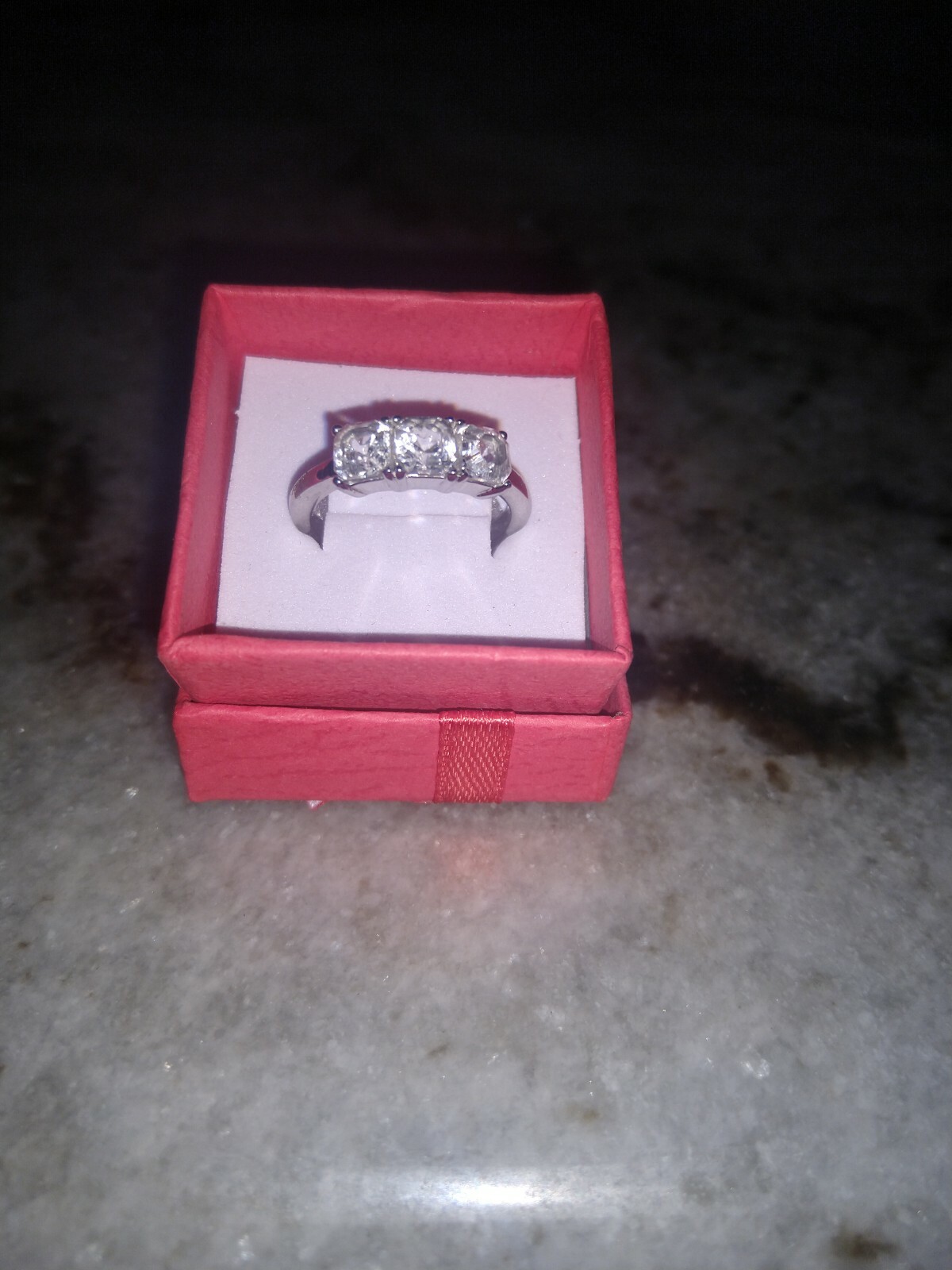 Lab Created White Sapphire 3 Stone Ring in Stainless Steel (Size 9.0) 2.60 ctw
