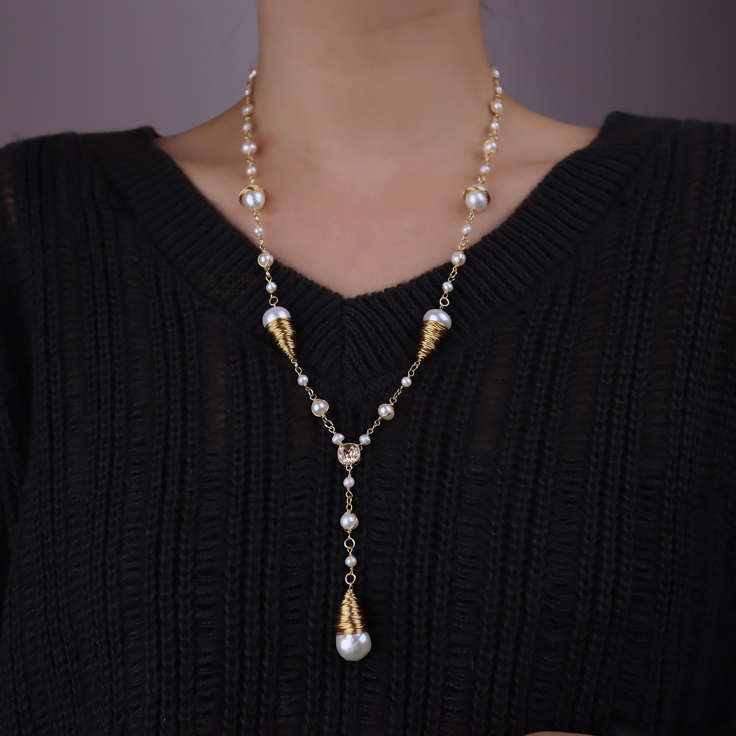 Freshwater Pearl Long Sweater Necklace Women All Match Autumn Winter Jewelry