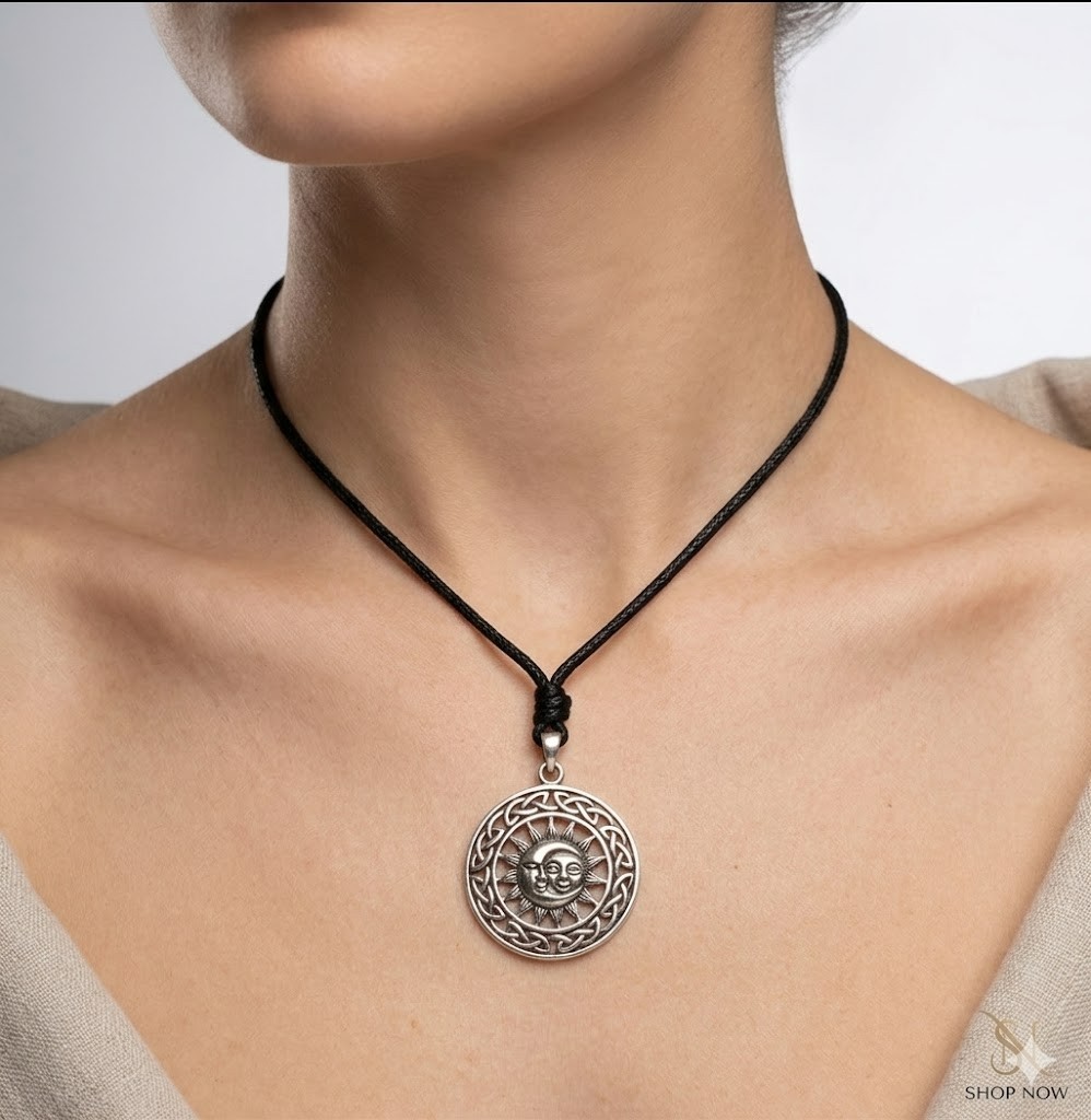 Sun & Moon Ying Yang Sterling Silver Pewter Brass Charm Necklace Pendant Jewelry