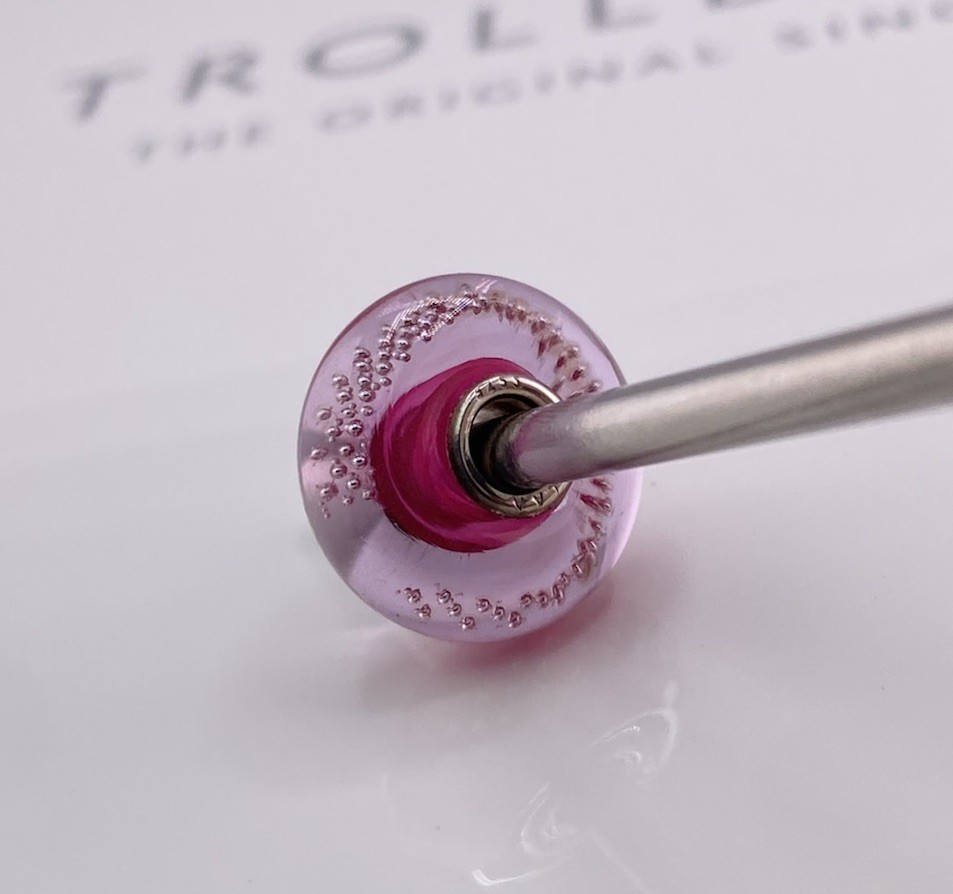 Trollbeads Silver Trace Pink Glass Bead