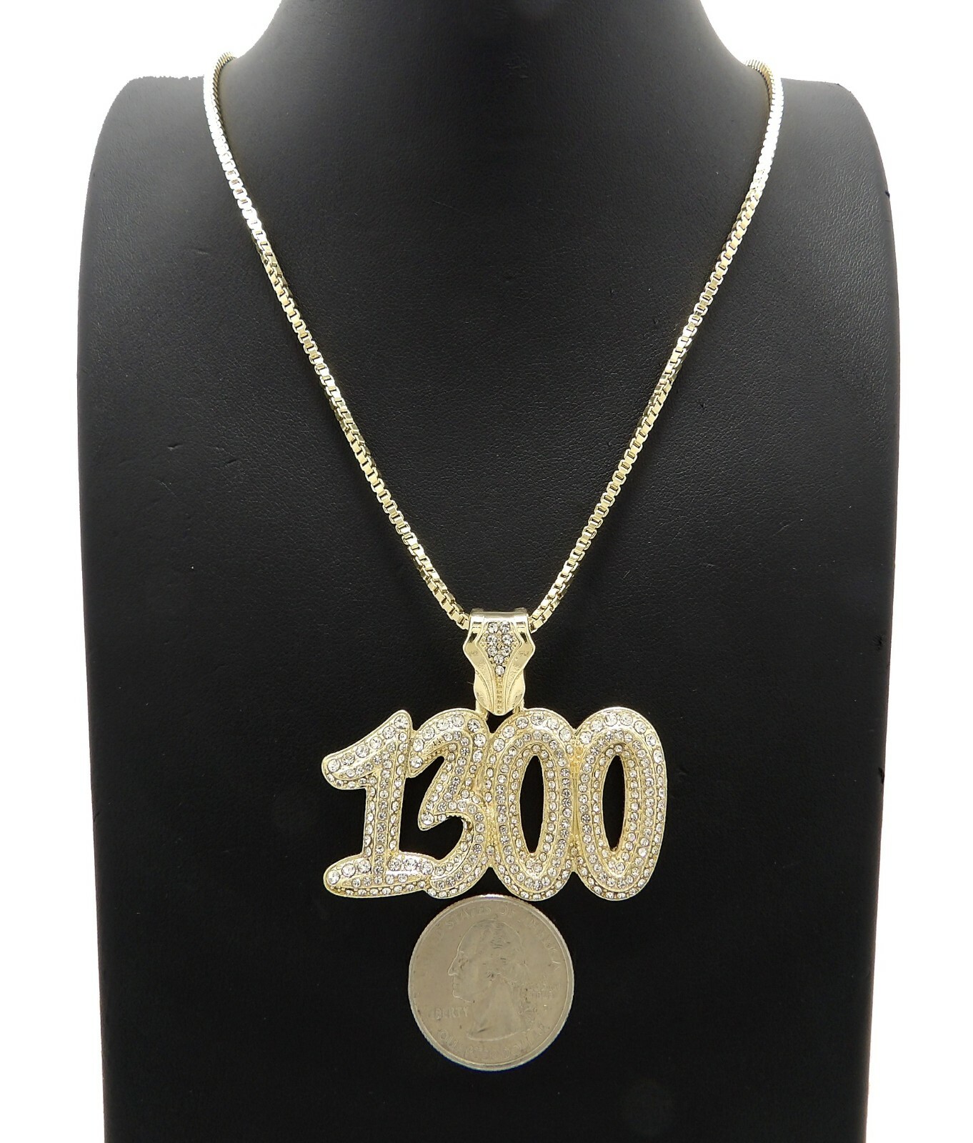 Hip Hop Stone Pave 1300 Pendant 18″,20″,24″ Box,Cuban,Rope Chain Necklace XZ429