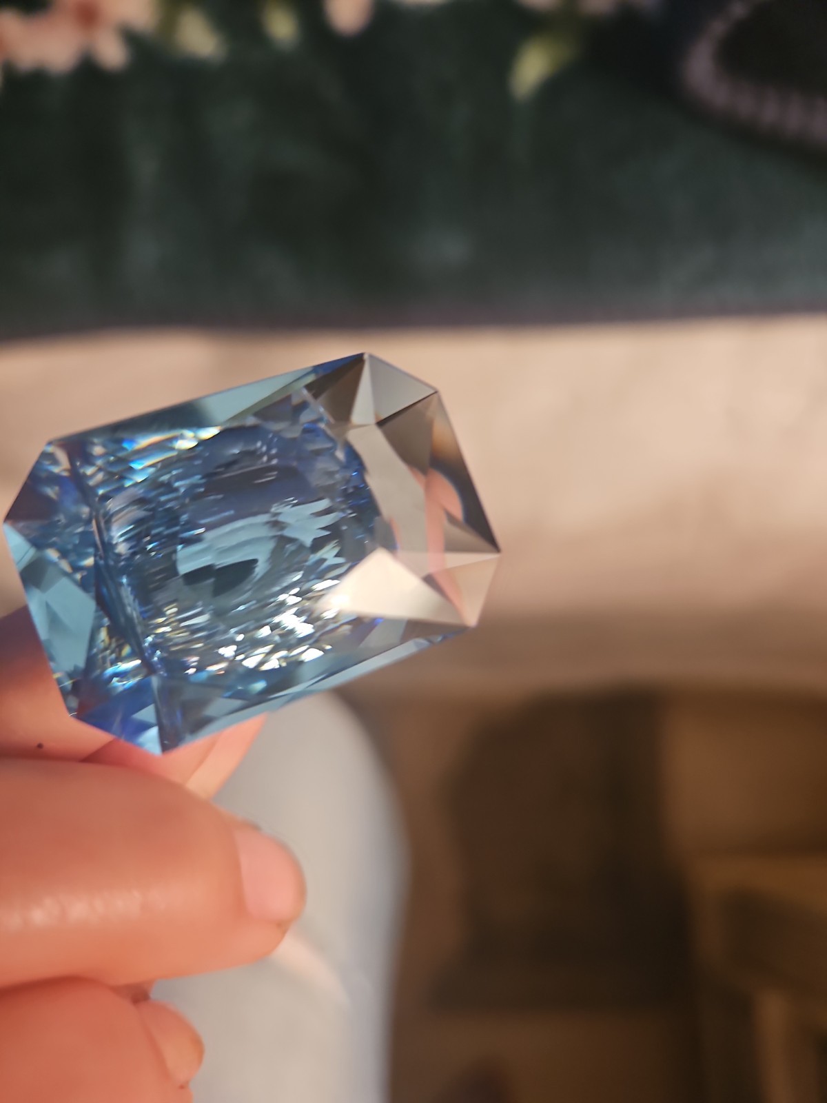 Swarovski Lucent cocktail ring Oversized crystal, Octagon cut, Blue 52 / 6USA
