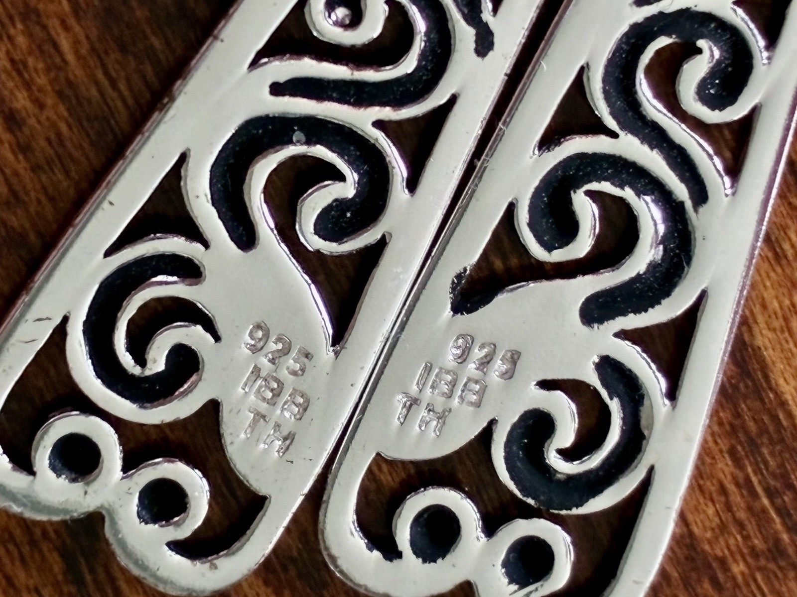 Int. Bullion & Metal Brokers 925 Sterling Swirl Cut Out Pattern 1.75″ Earrings
