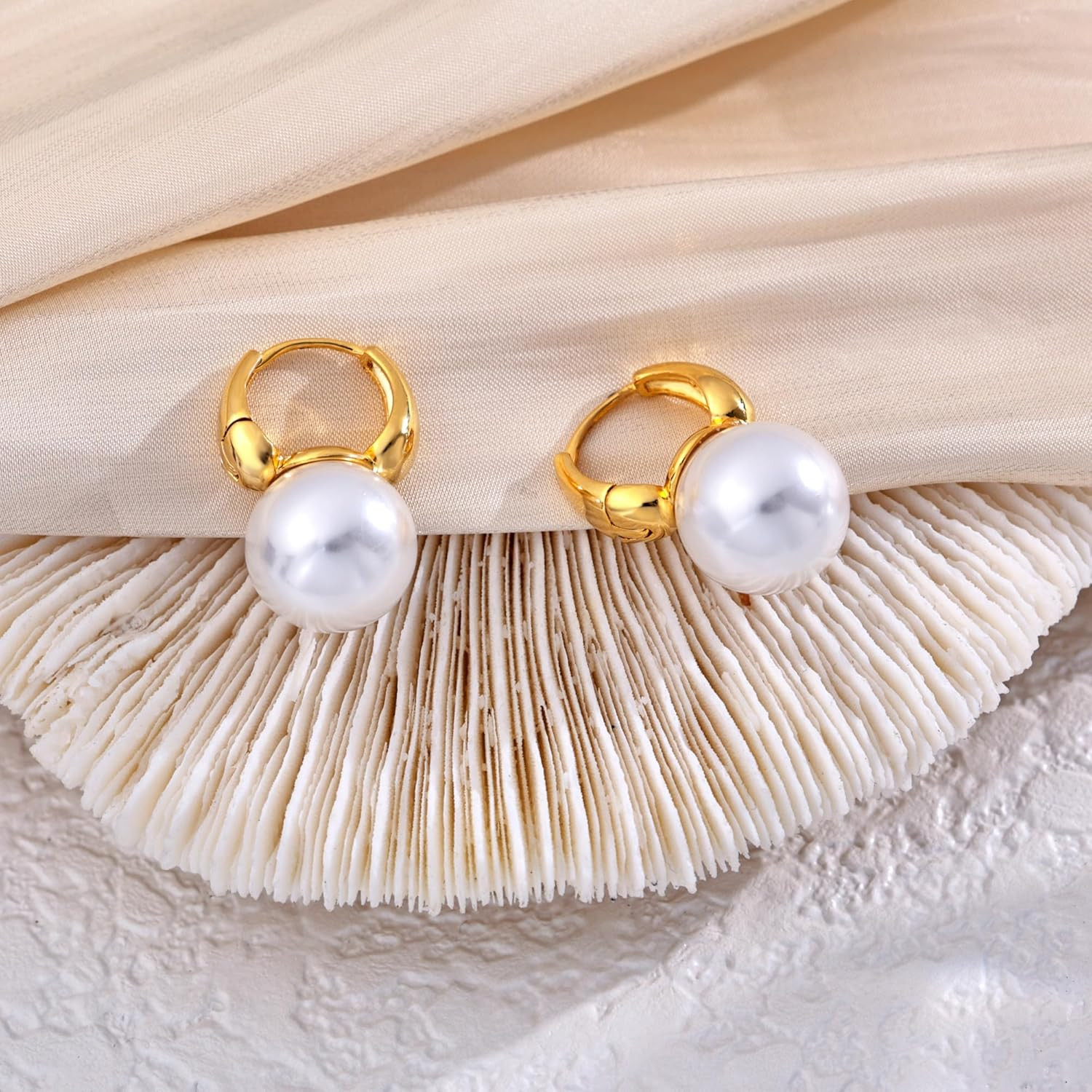 Pearl Earrings for Women, Dainty 14K Gold Plated/Silver Plated Drop Quality Hand