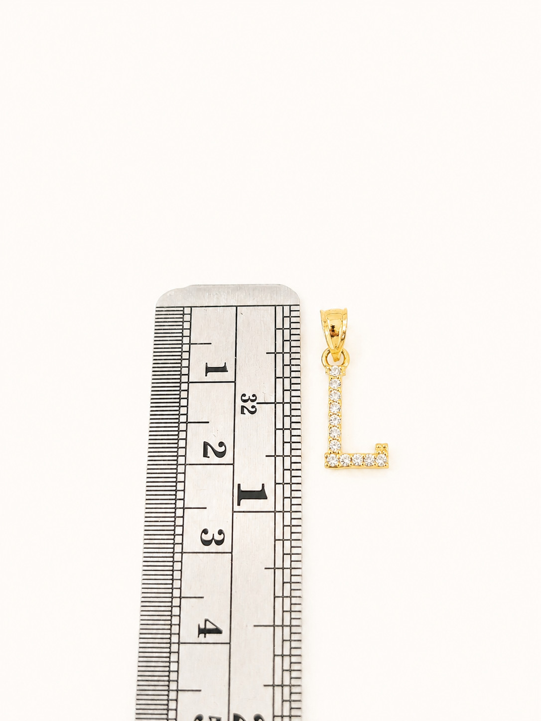 10K Gold Solid Franco Chain L Initial CZ Stone Pendant Set 1mm 16 18 20 22 Women