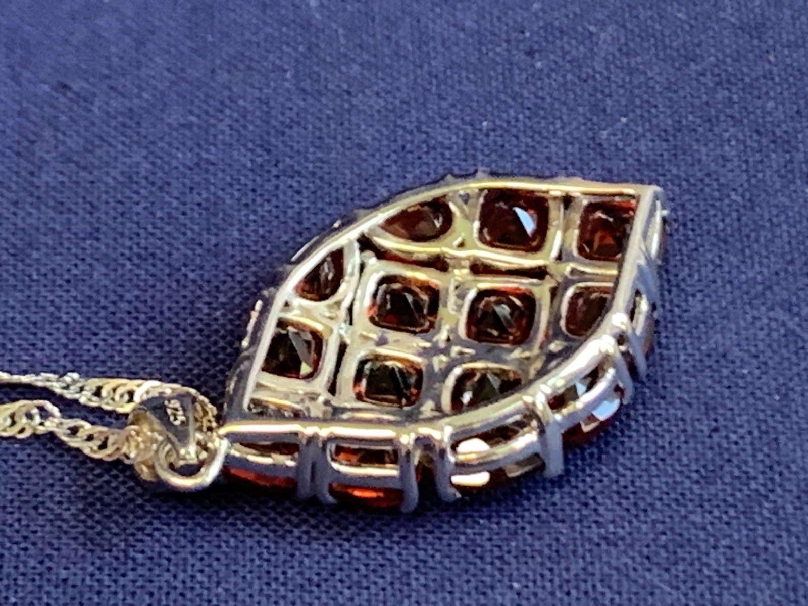 Sterling Silver Necklace 7g Fine Jewelry 19.5″ Chain Garnet Look Stones *READ*
