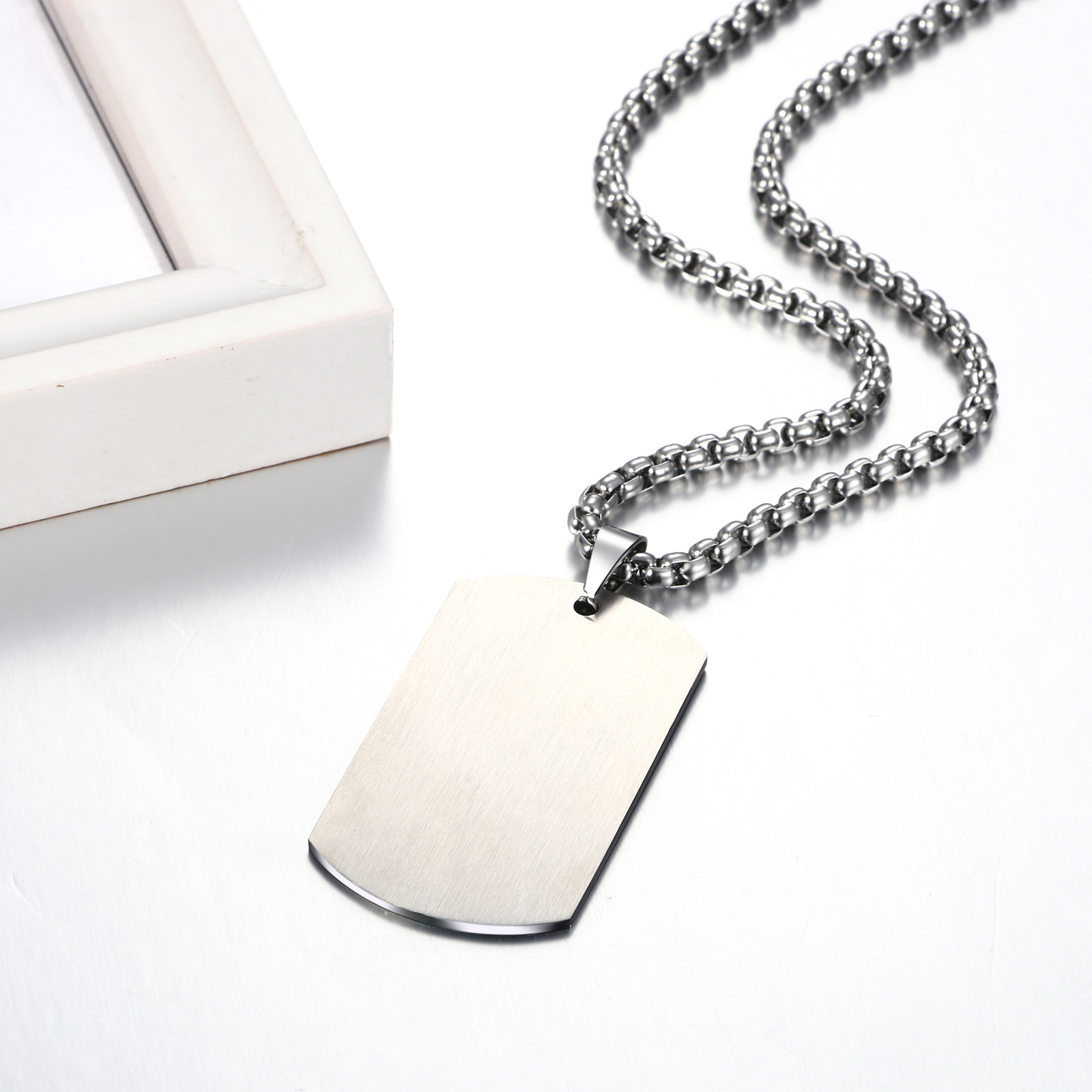 Personalized Photo Picture Custom Engraved Dog Tag Pendant Necklace Men Women