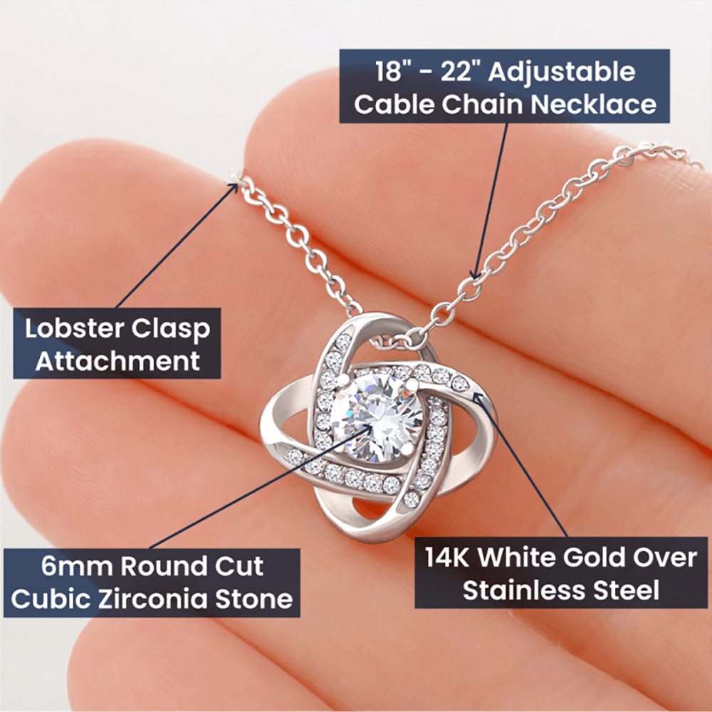 To My Caring Mom Necklace Love Knot Pendant Thank You Gifts For Mother’s Day