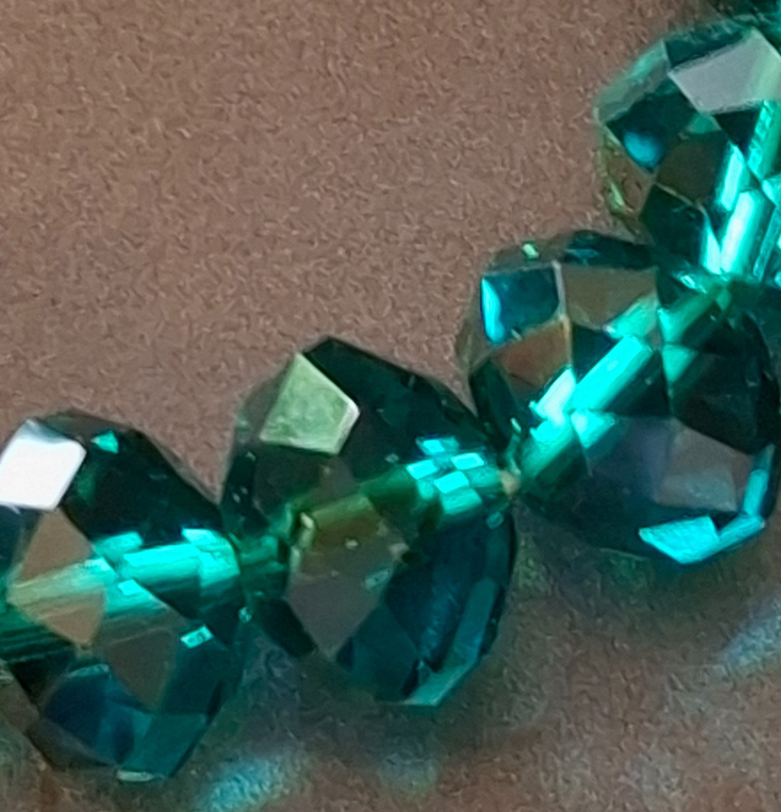 Vintage Jewelry Rondelle Faceted Blue Green Crystal Beads Elastic Bracelet