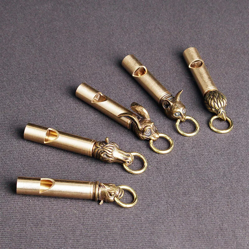 Retro Handmade Whistles Pendants Copper High Pitch Pure Brass Animal Avatars