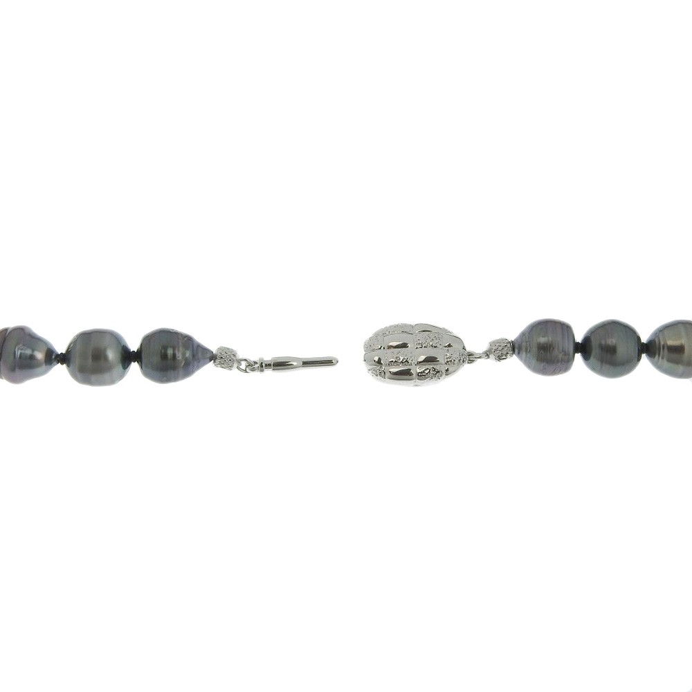 Earring 2-piece set Pearl Necklace8.6-13.1ｍｍ Silver/Black Cultured Pea…