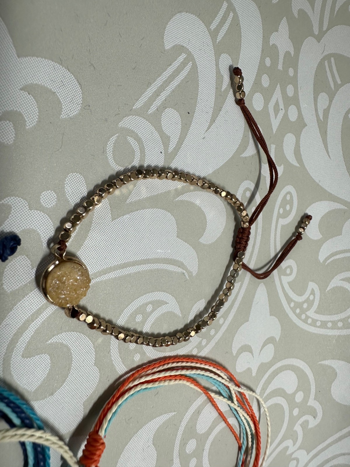 Adjustable String Cord Bracelets With Beads And Charms Multicolor Lot of 5