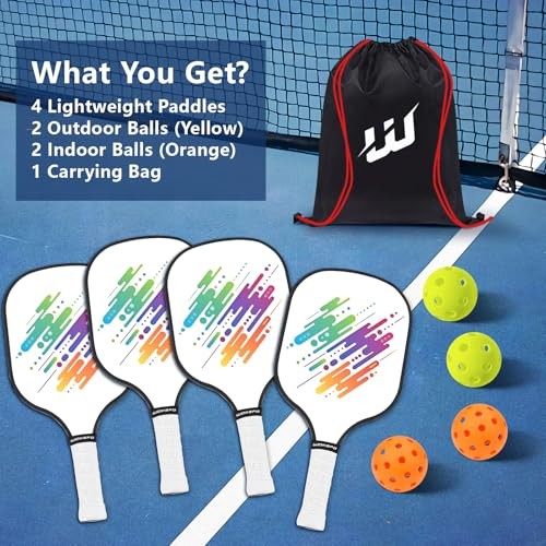 Set of 4 USAPA Approved Friction Surface Pickleball Paddles – Premium