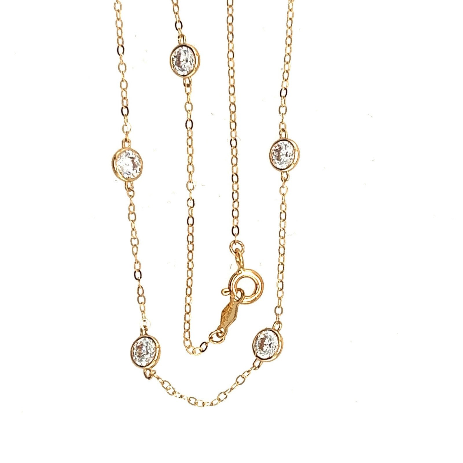14k Gold Cubic Zirconia CZ by the yard 16” up to 42″ Necklace