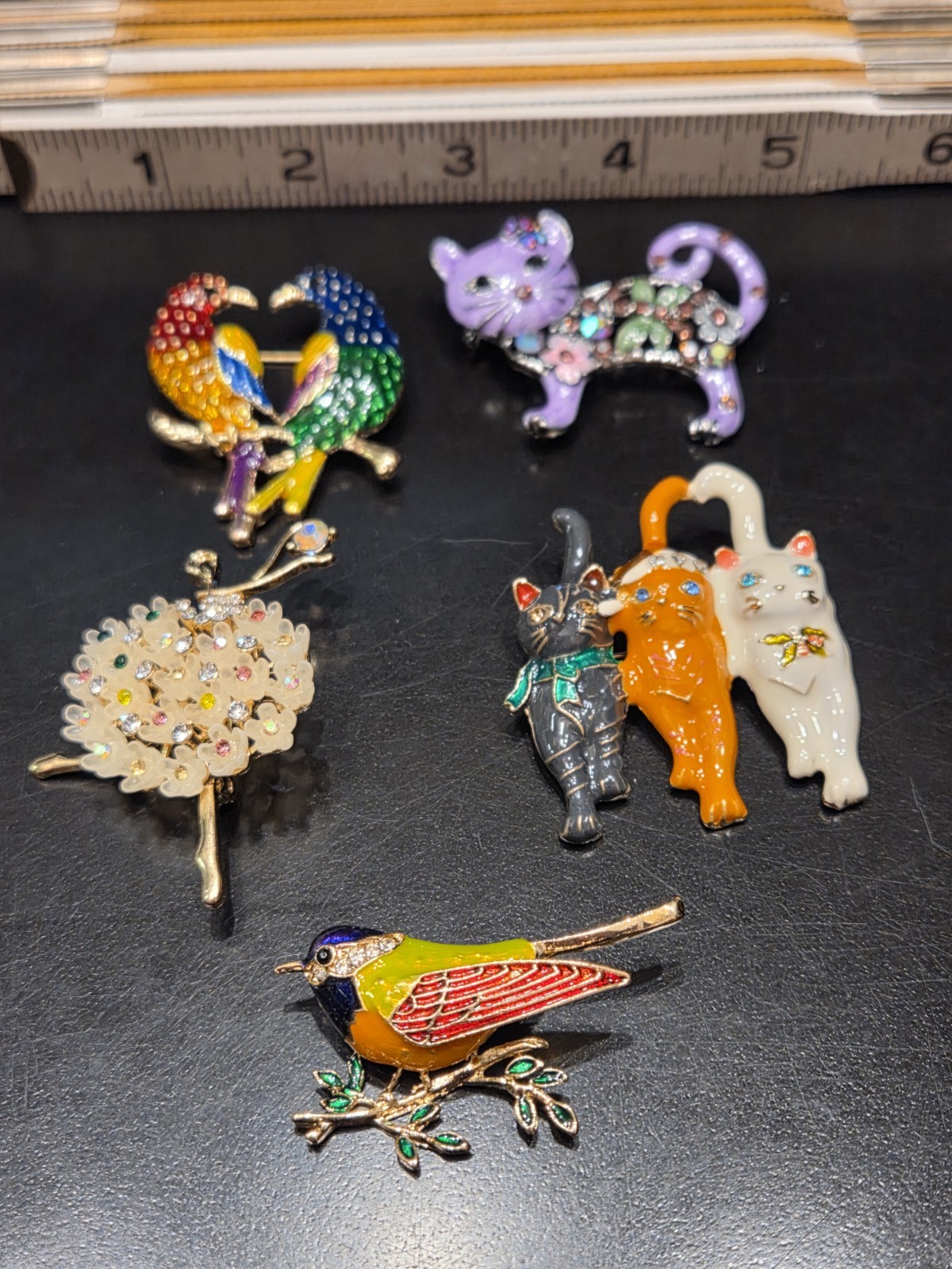 Rhinestone Birds Cats Ballerina Dancer Brooch Pin Jewelry Lot 293-61