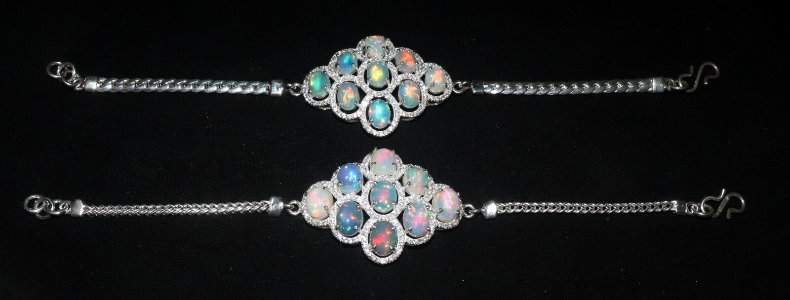 genuine Ethiopian fire opal bracelet with sterling silver dainty opal bracelet