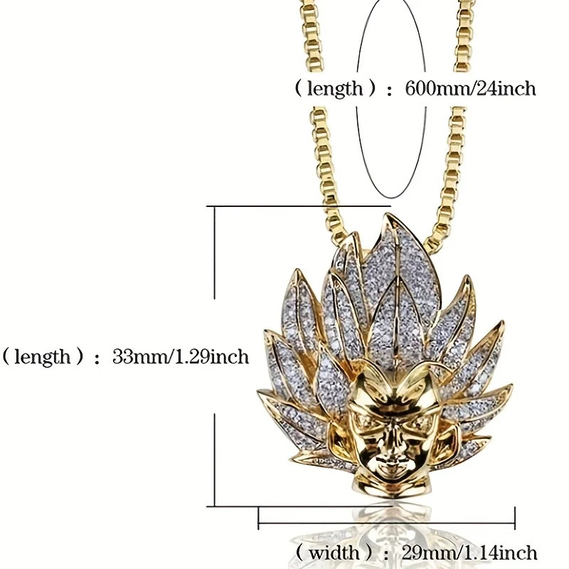 Dragon Ball Goku Head Golden Necklace Cartoon Superhero Jewelry Pendant