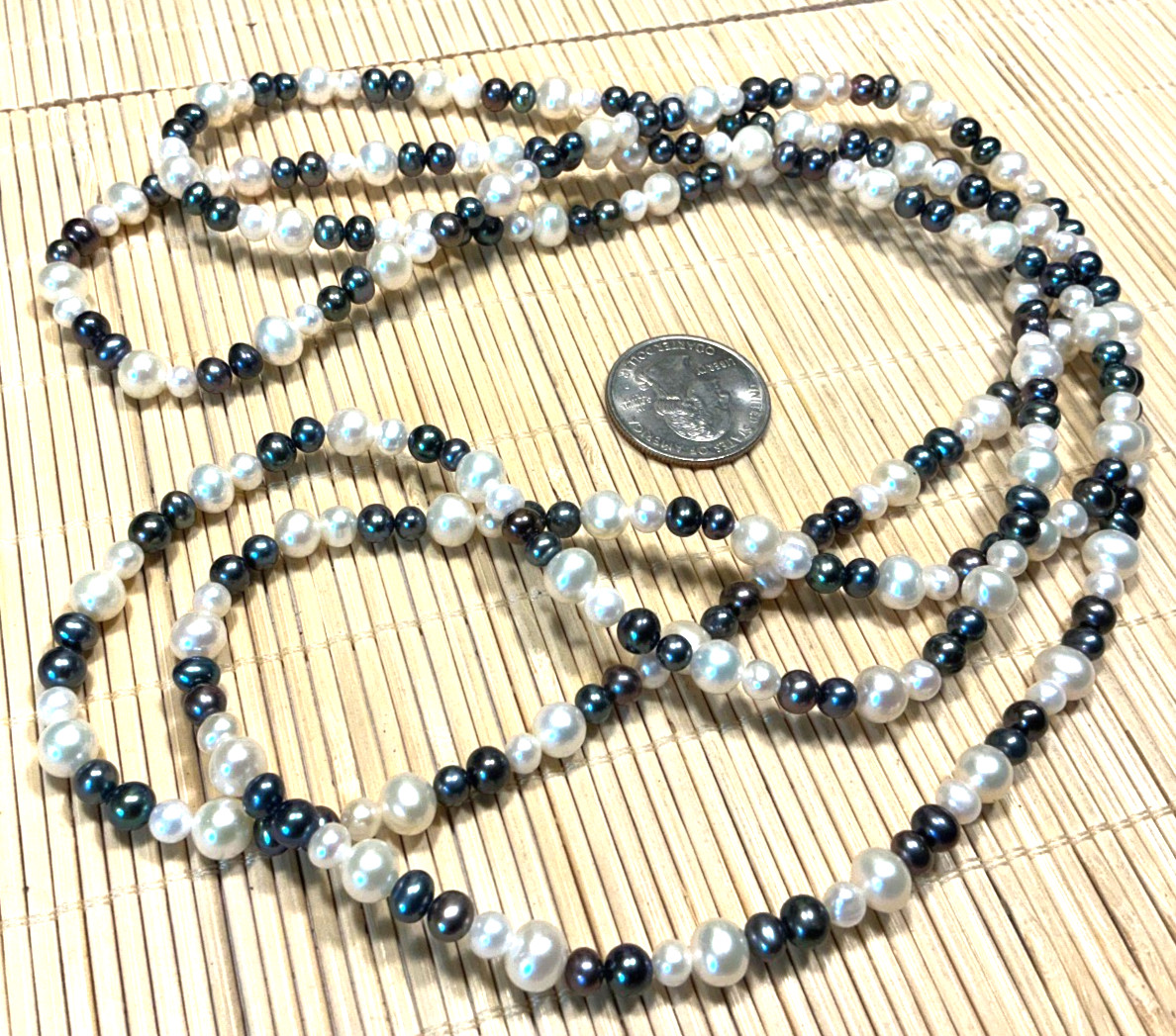 Fashion Necklace Freshwater Pearl White Gray Beaded Strand Lot 103D