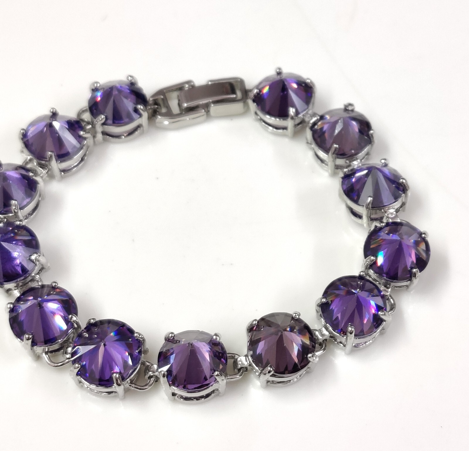 Amethyst Quartz Round Cut Show Stopper Handmade Jewelry Bracelet 7″