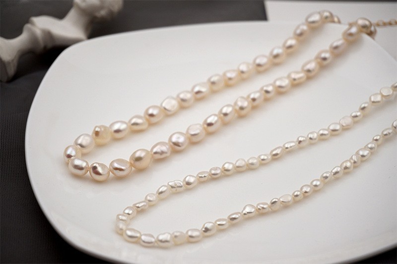 Natural Freshwater Baroque Pearl Necklace White Clavicle Chain Wedding Gift Wome