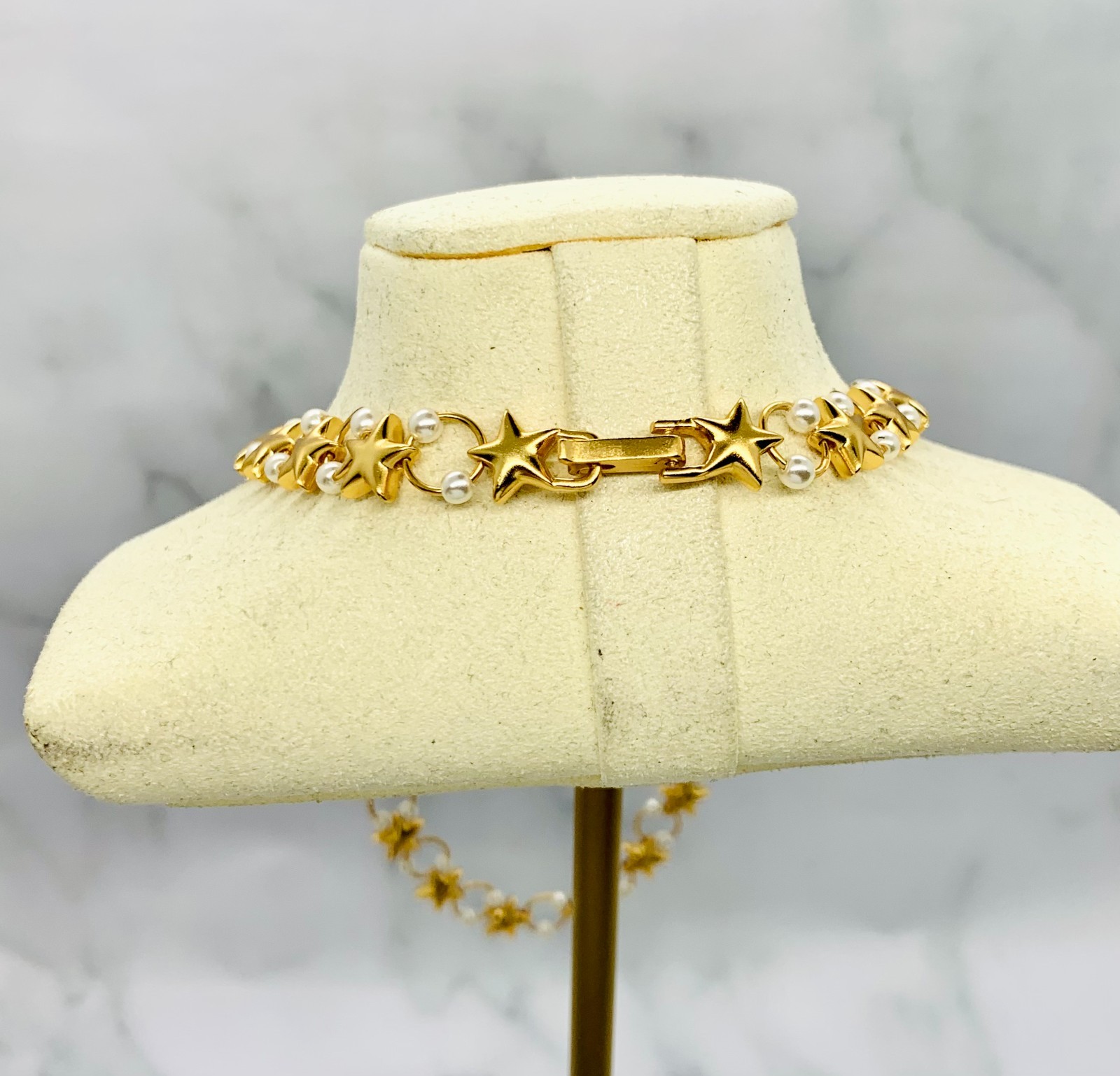YSL YVES SAINT LAURENT Vintage Star Pearl Necklace – Pre owned / LD4639