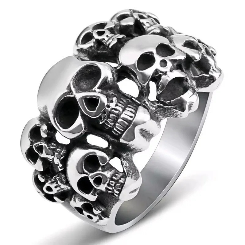 Skull Head Statement Ring for Men Gothic Punk Jewelry New