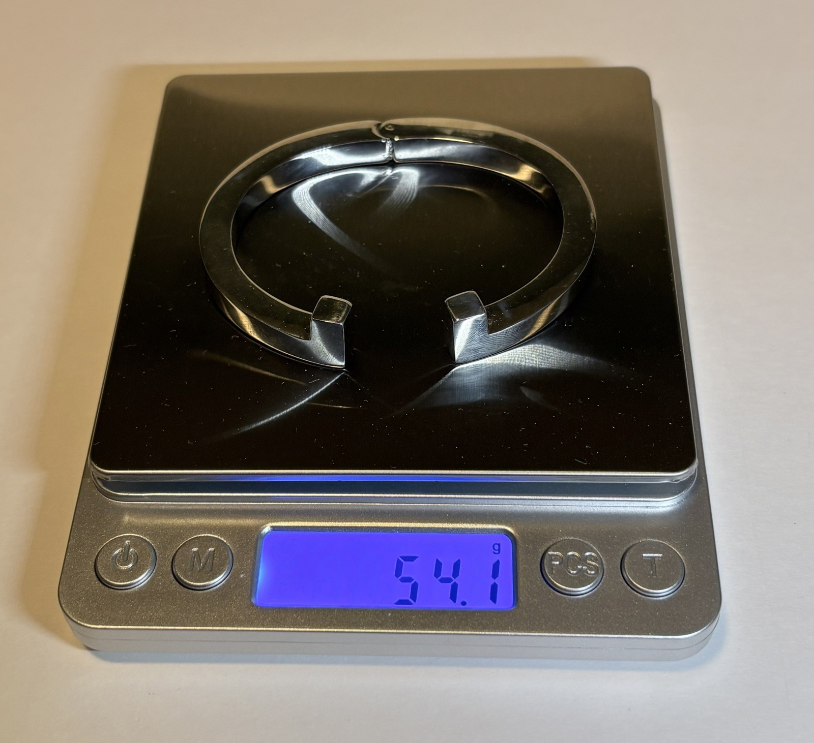 Men’s Open Cuff Spring Clasp Hinged Bracelet Stainless Steel 6 3/4” Jinbaoying