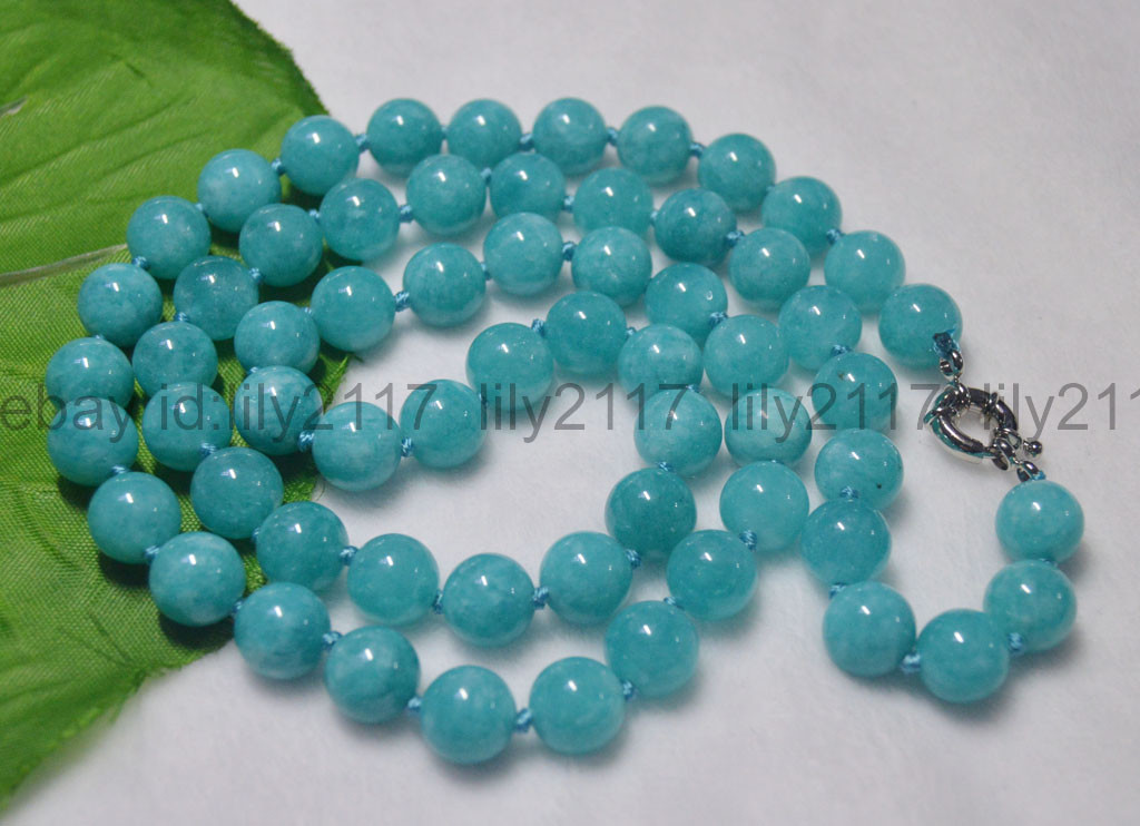 10mm Natural Amazonite Blue Gemstone Round Beads Necklaces 14-36inches