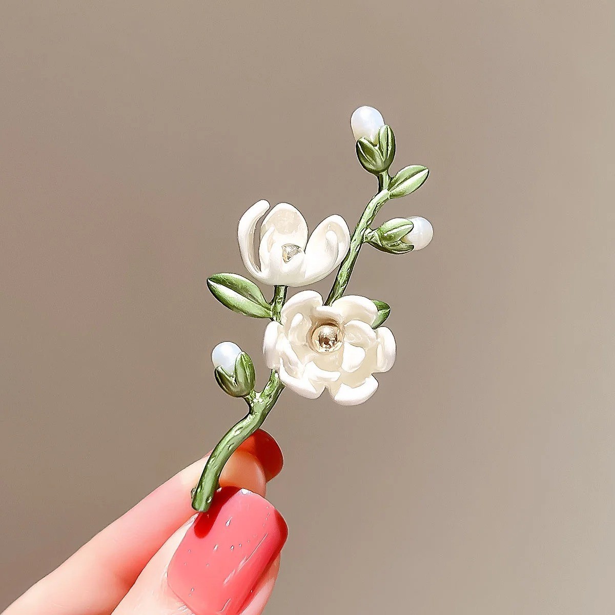 Women Vintage Flower Pearl Brooches Pins Enamel Plant Pin Corsage Badges Jewelry
