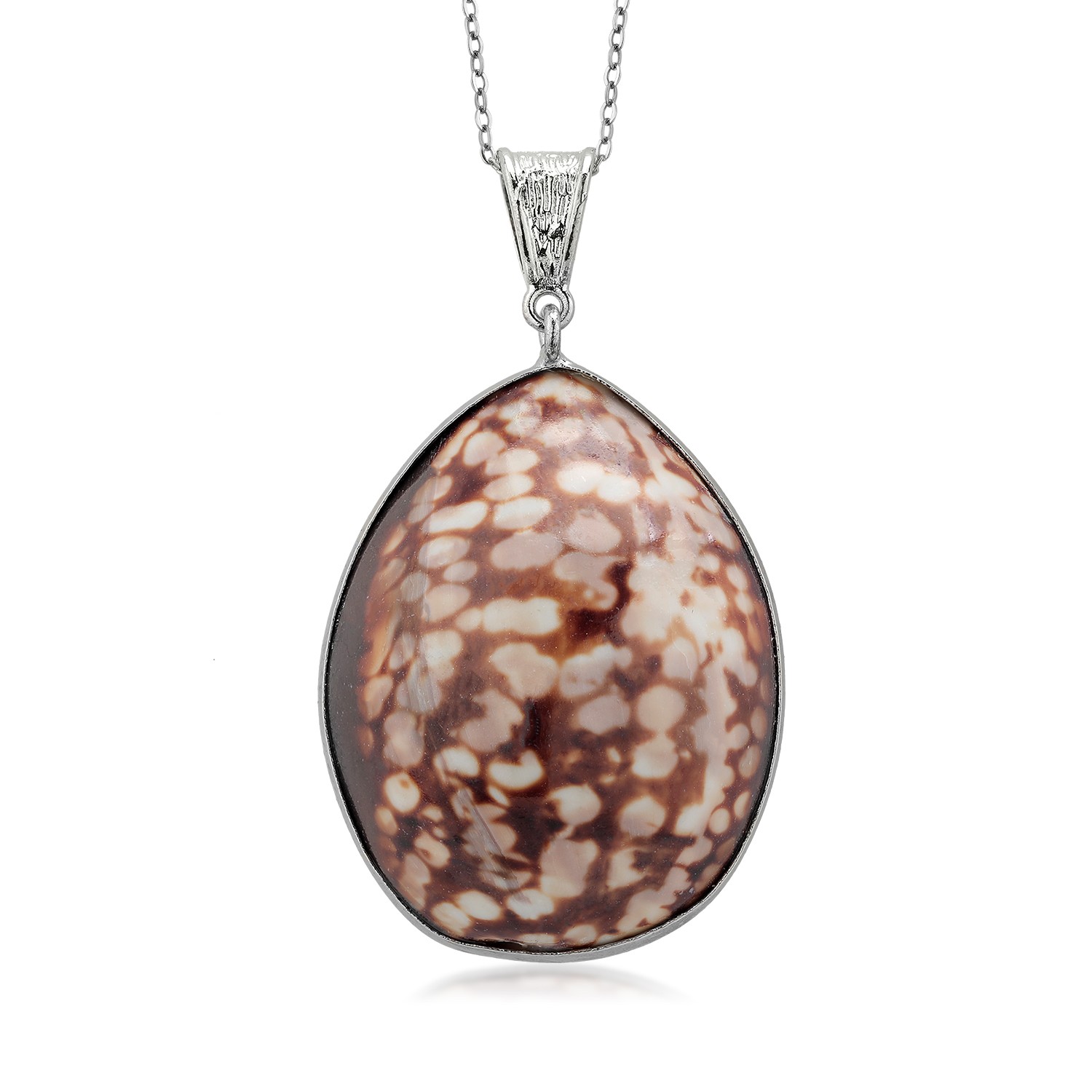 49X34MM Beautiful Brown Simulated Shell Pendant with 18 Inch Chain