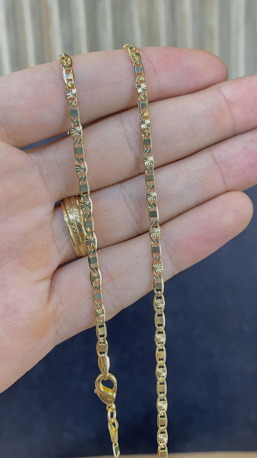 3.2mm Valentino Link Chain Necklace Diamond Cut for Womens Girls Kids Mens Gifts