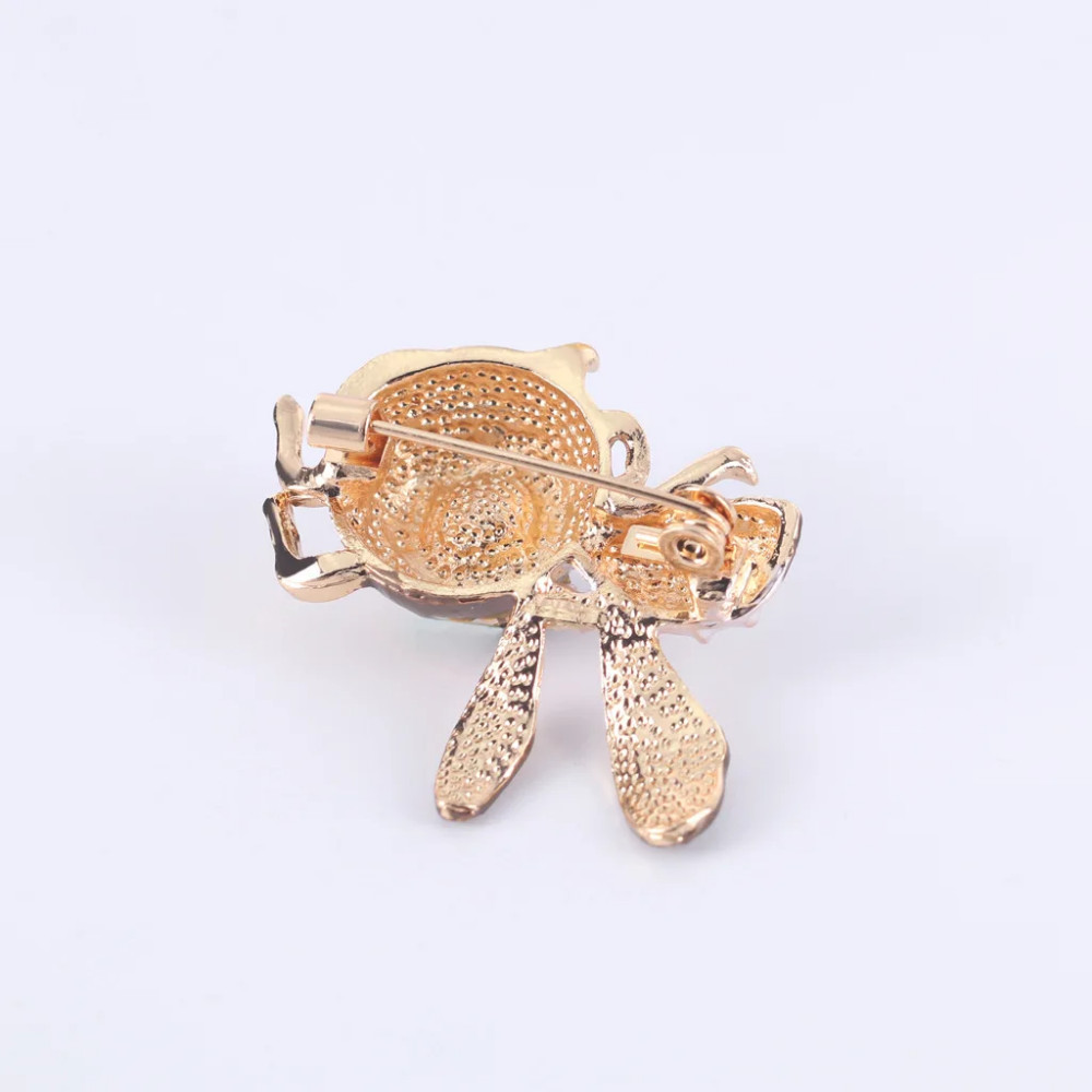 Retro Cute Enamel Bee Gold Brooch Pin – Rhinestone Insect Jewelry, Summer Gift