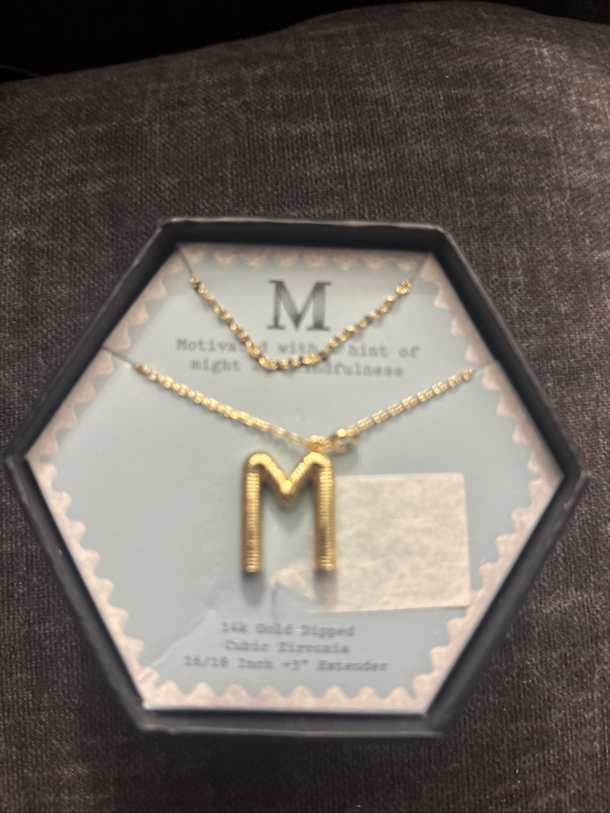 14k Gold Dipped Cubic Zirconia Duo Necklace – Letter M – A New Day