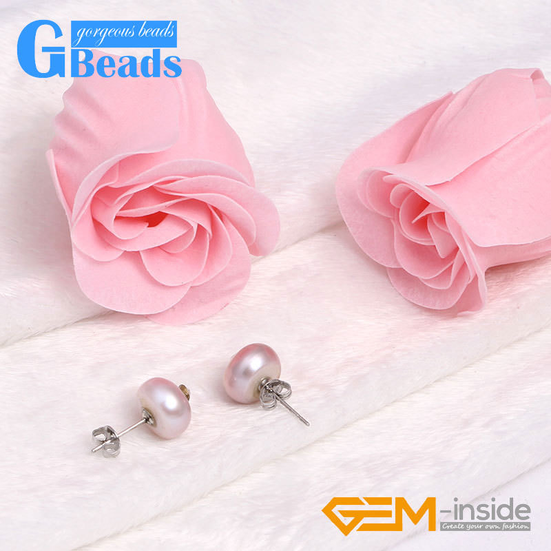 Earrings Women Natural Cultured Freshwater Pearls Sliver Plated Stud Jewelry
