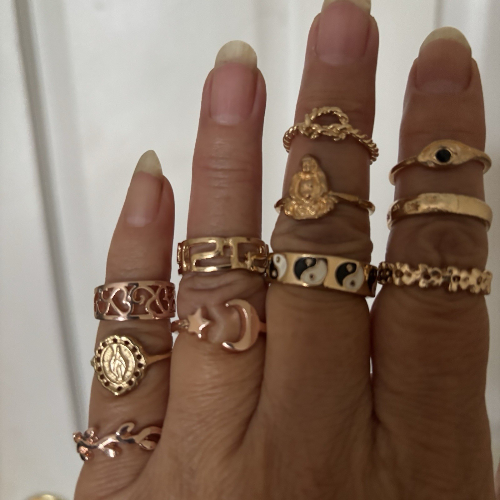 11-Piece Mixed Style Fashion Ring Set – Trendy Stackable Rings