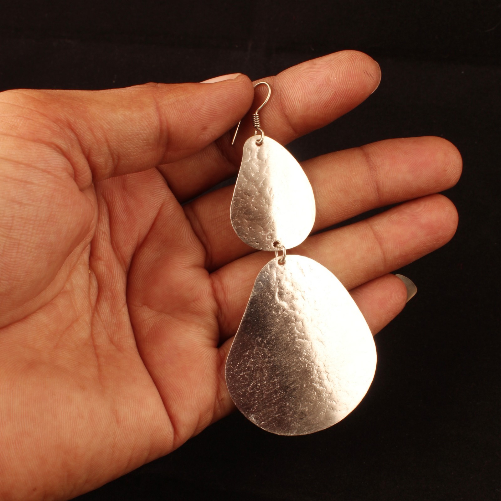 Silver Plating Hammered Teardrop Dangle Earrings for Women, Lightweight Earring