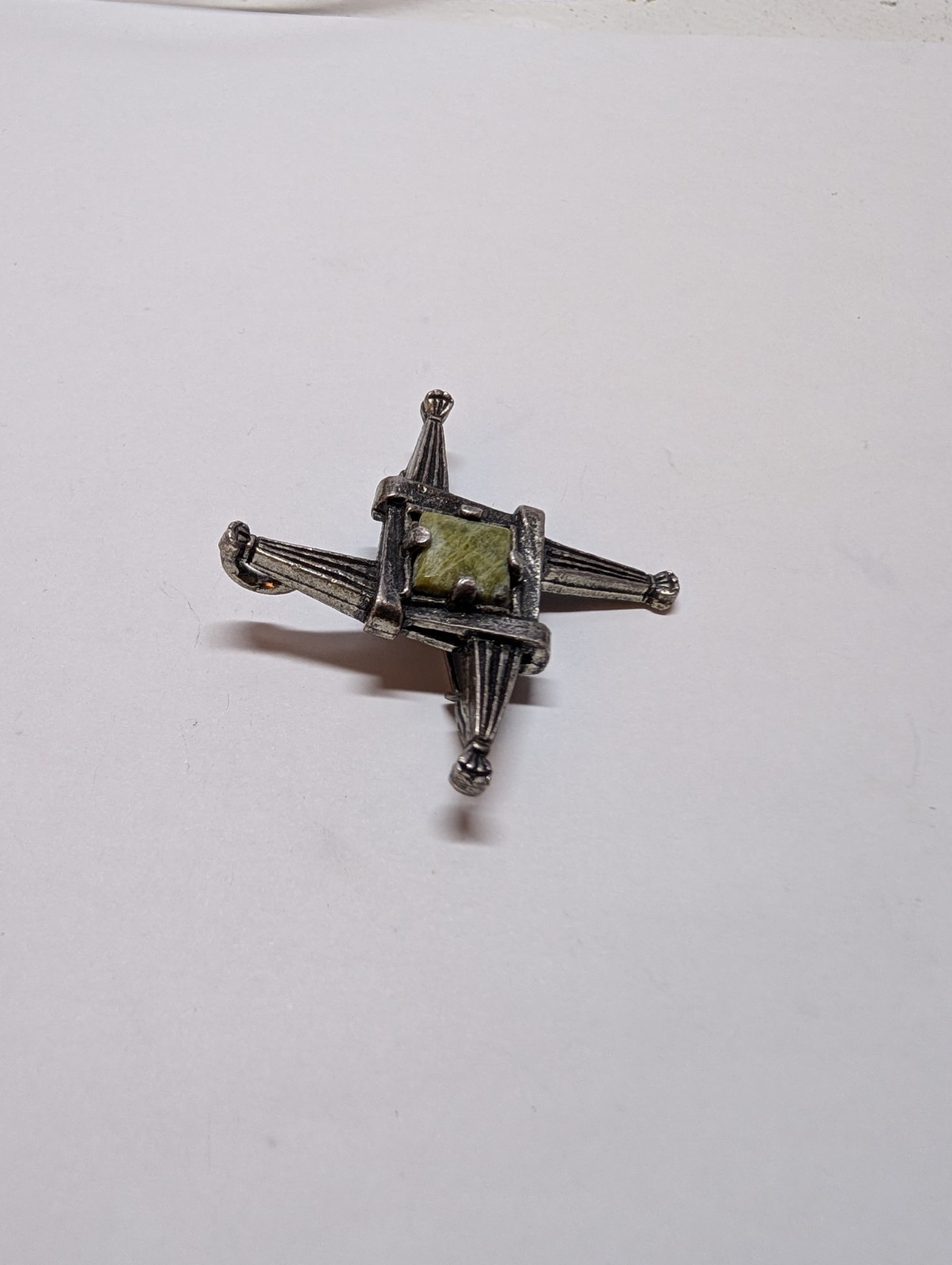Vintage Signed Sol d’Or Irish Celtic St. Brigid’s Cross Brooch Pin Faux Connemar