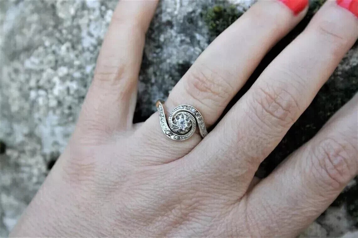 2Ct Round Cut Simulated Diamond Wedding Swirl Band Ring 14k Yellow Gold Plated