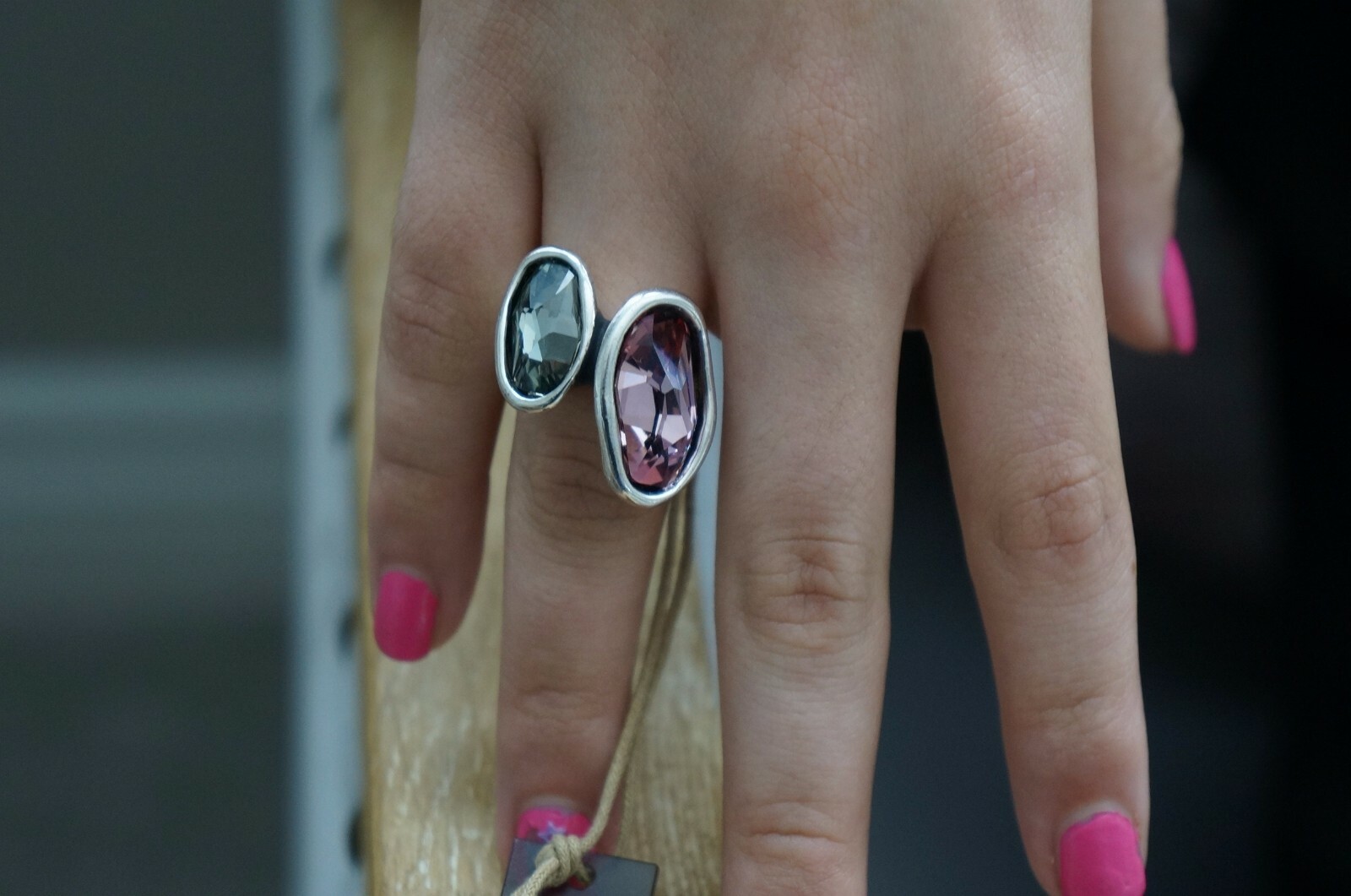 NEW UNO de 50 Pink Grey Elements Crystal YES YES Silver Ring 6 8.5 9 S M L XL