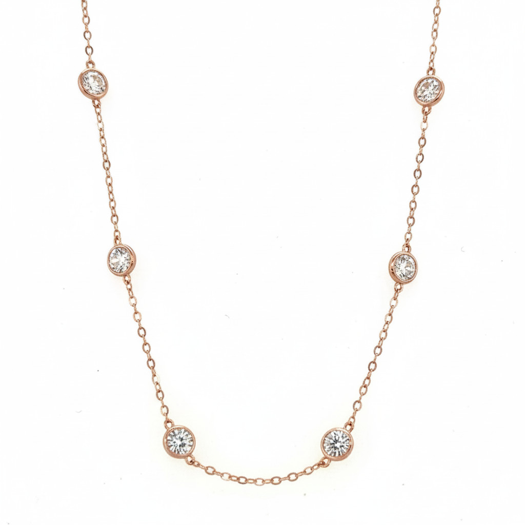 14k Gold Cubic Zirconia CZ by the yard 16” up to 42″ Necklace