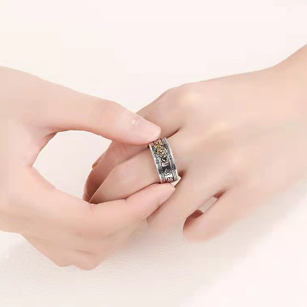 US 3-6 Pack Feng Shui Pixiu Mani Mantra Adjustable Ring Wealth Ring Lucky